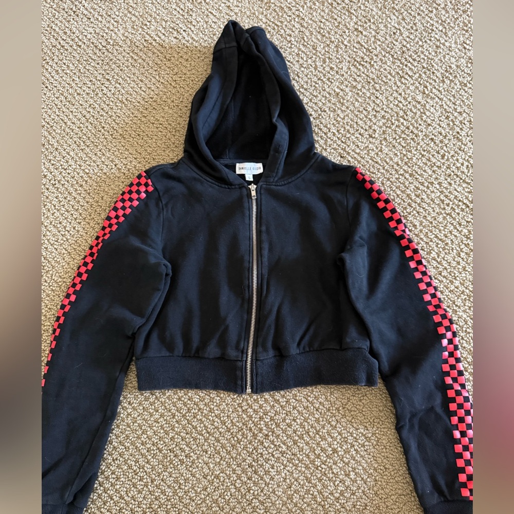 Danielle Guizio Black Zip-Up Hoodie Size Small